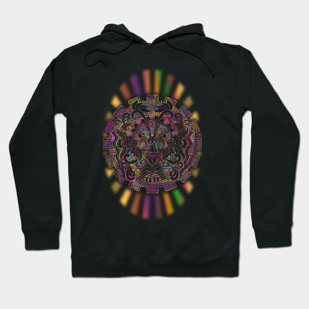 Aztec Sun Psychedelic Mask Hoodie by BluedarkArt